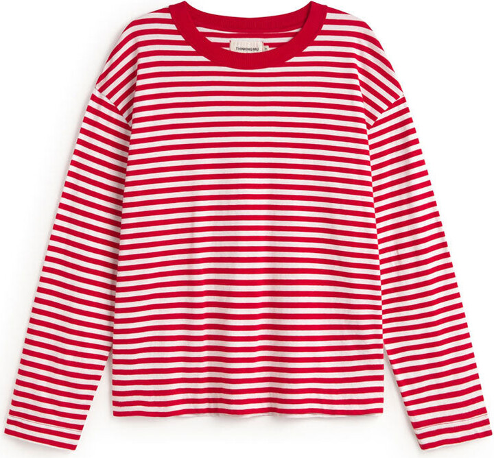 Thinking Mu Red Long Sleeve Striped Emily R T-Shirt