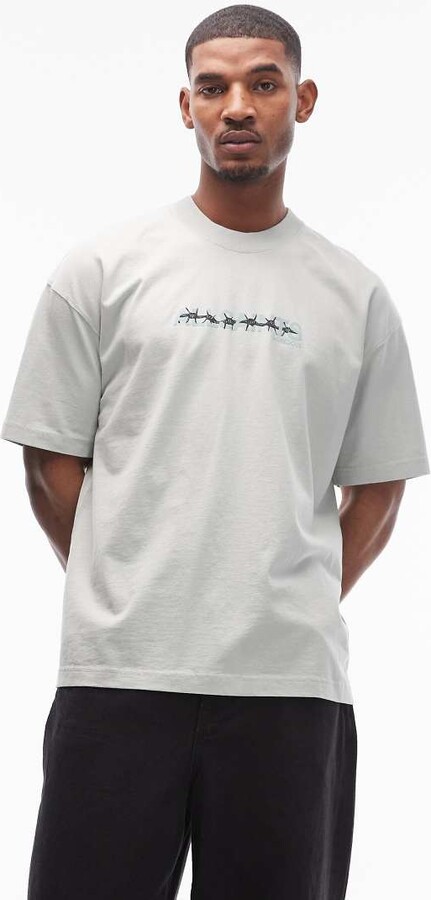 AllSaints Deterent graphic T-shirt in light green