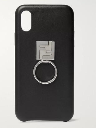 Fendi Logo-Detailed Leather iPhone X Case