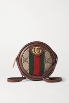 Thumbnail for your product : Gucci Ophidia Circle Mini Textured Leather-trimmed Printed Coated-canvas Shoulder Bag