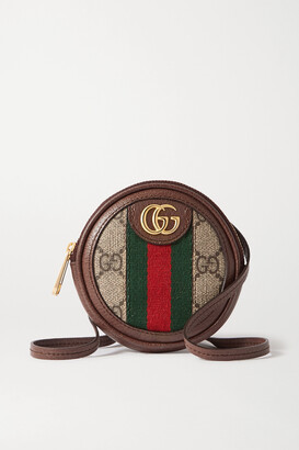 Gucci Ophidia Circle Mini Textured Leather-trimmed Printed Coated-canvas Shoulder Bag