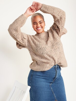 Old Navy Ruffle-Trim Metallic Pointelle-Knit Sweater for Women