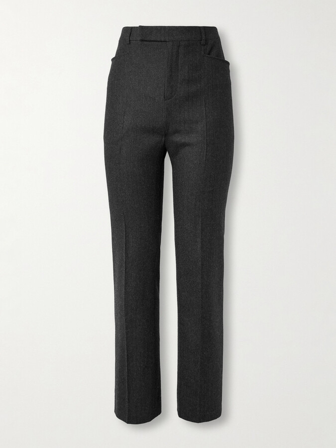 Celine Straight-Leg Pinstriped Brushed Wool-Twill Suit Trousers