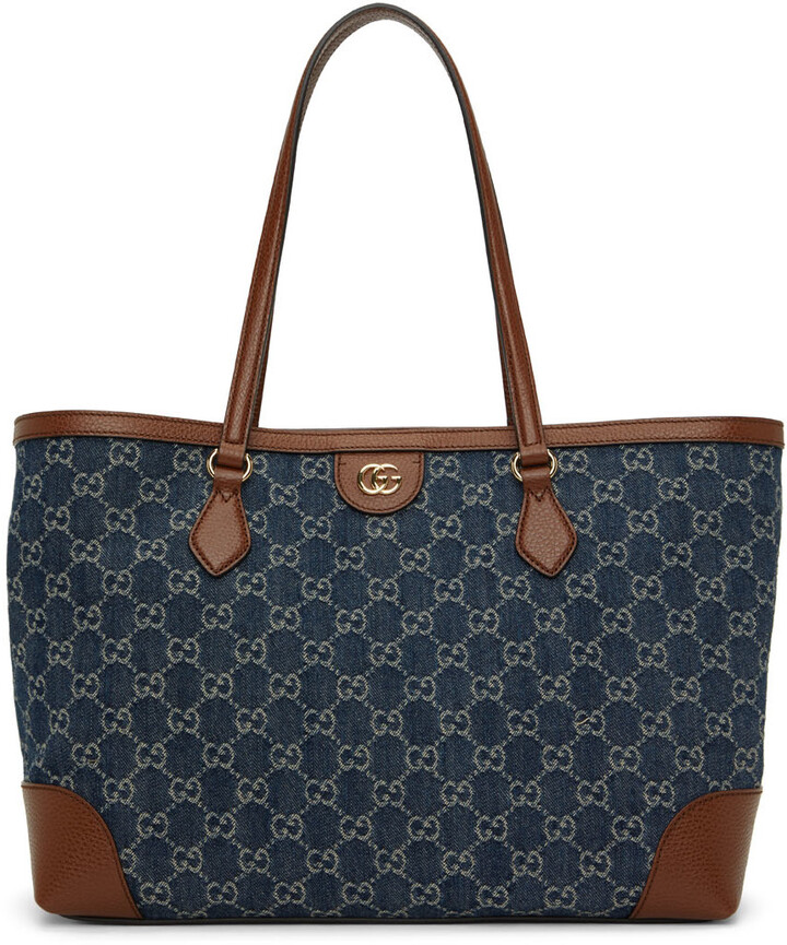 Gucci Indigo & Brown Ophidia Denim Tote - ShopStyle Shoulder Bags