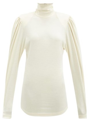 Isabel Marant Gavina Puff-sleeved Wool-jersey Top - Ivory