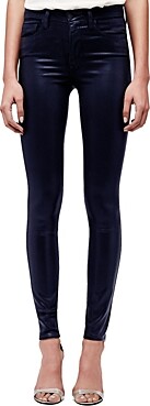 L'Agence Marguerite Coated High Rise Skinny Jeans in Navy Coated