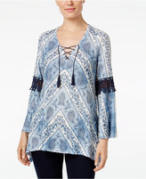 Thumbnail for your product : Style&Co. Style & Co. Crochet-Trim Printed Top, Only at Macy's