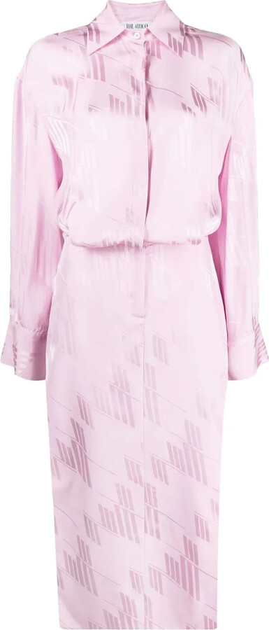 ATTICO Logo-Jacquard Satin Shirt Dress