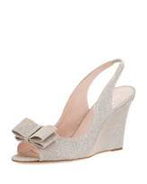Thumbnail for your product : Kate Spade Irene Slingback Metallic Wedge Pump, Silver