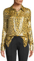 Thumbnail for your product : Diane von Furstenberg Leopard-Print Metallic Button-Front Shirt