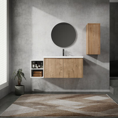 Ebern Designs 48" Bathroom Vanity With Side Cabinet And Sink - Modern Flair Soft Close Feature Plywood Abundant Interior Storage