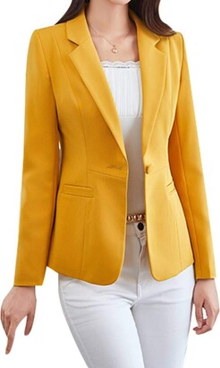 Yasong Women Long Sleeve Linen Feel Casual Work Formal Suit Smart Jacket Blazer 