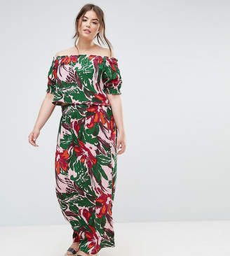 ASOS Curve CURVE Maxi Skirt in Palm Print