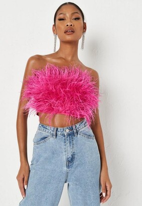 Missguided Hot Pink Feather Corset Top - ShopStyle Women's Fashion