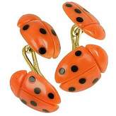 Thumbnail for your product : Forzieri Vintage Ladybug Coral and Onyx 18K Gold Cufflinks