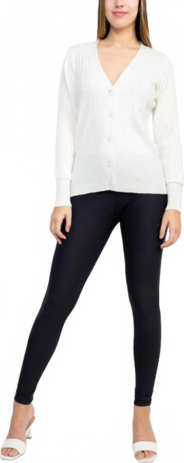 Cyrus V-Neck Button Down Long Sleeve Knit Cardigan In Ice Water