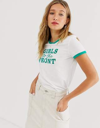 Monki girls on the front t-shirt