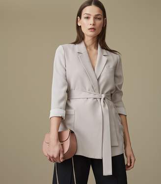 Reiss Prairie - Belted Relaxed-fit Blazer in SOFT GREY