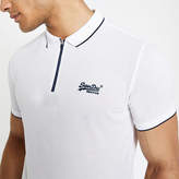 Thumbnail for your product : River Island Superdry white half zip polo shirt