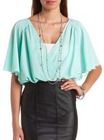 Thumbnail for your product : Charlotte Russe Cape Sleeve Sheer Wrap Crop Top