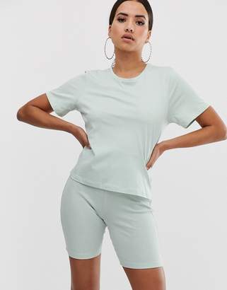 ASOS Design DESIGN t-shirt & rib legging short pyjama set