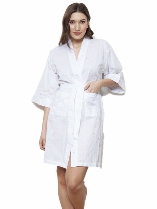 Cottonreal 'Elfi' Ladies Lightweight Summer White Cotton Robe RRP £45 ~ SIZE 8