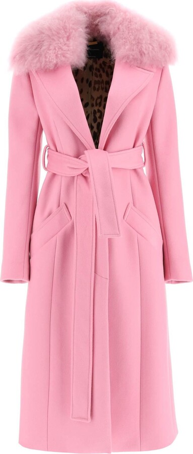 Fur Collar Pink Coat | ShopStyle
