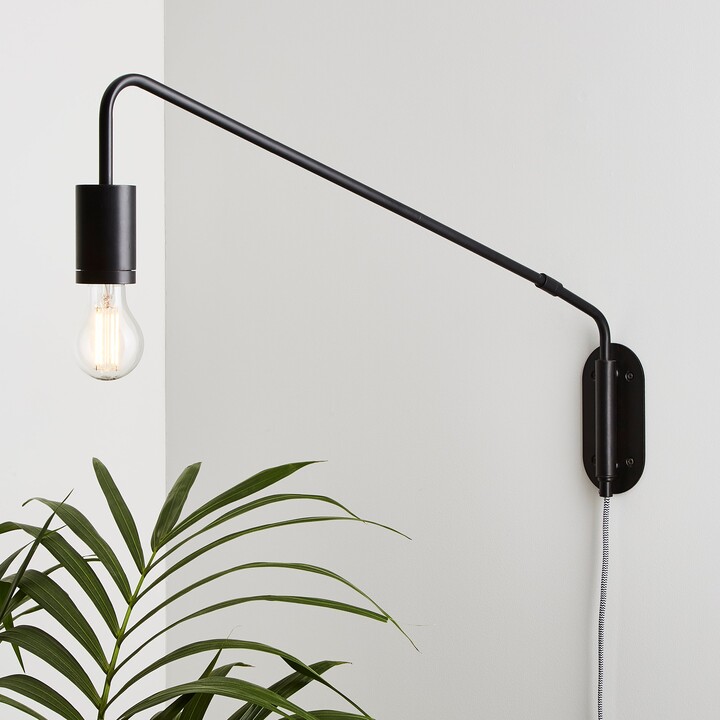 Dunelm Braddy Arc Plug in Wall Light Black - ShopStyle