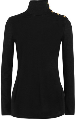 Balmain Button-detailed Wool Turtleneck Sweater - Black