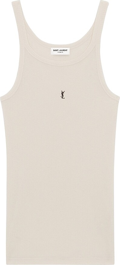Saint Laurent Men's Cassandre Tank Top - Beige - Size Small