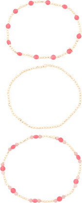 TJMAXX Brass Beads And Pink Opal Stretch Bracelets