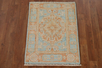 Bungalow Rose Orange & Blue Oushak Vegetable Dye Accent Rug 2x3