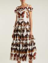 Thumbnail for your product : Dolce & Gabbana Butterfly Print Cotton Poplin Dress - Womens - Brown White