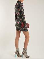 Thumbnail for your product : Vetements Floral Print Glove Sleeved Jersey Mini Dress - Womens - Black Multi