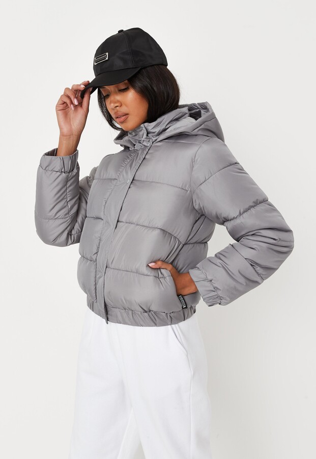 grey fur puffer jacket