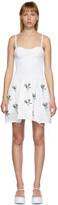 Thumbnail for your product : Marina Moscone White Embroidered Smocked Bustier Tunic Dress