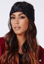Thumbnail for your product : Missguided Aline Knitted Glitter Headband Black