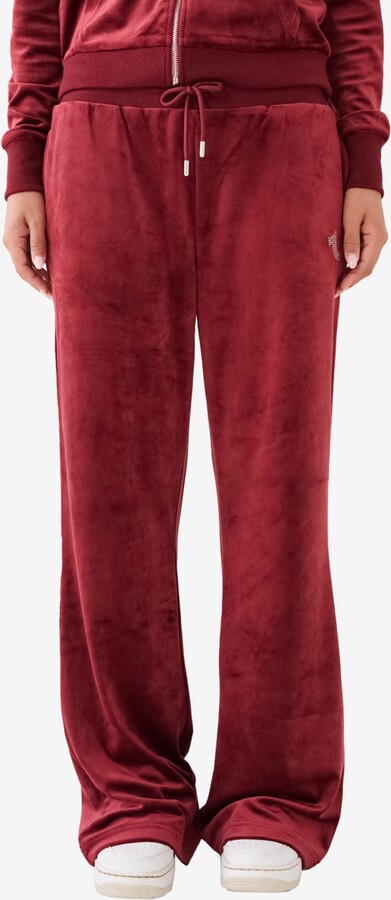True Religion Women's Velour Straight Leg Pants