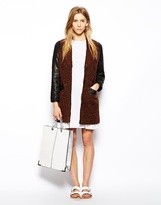 Thumbnail for your product : Le Mont St Michel Jacket With Contrast Leather Sleeves