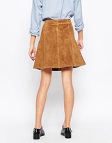 Thumbnail for your product : Only Suede Press Stud Fastening Front Skirt