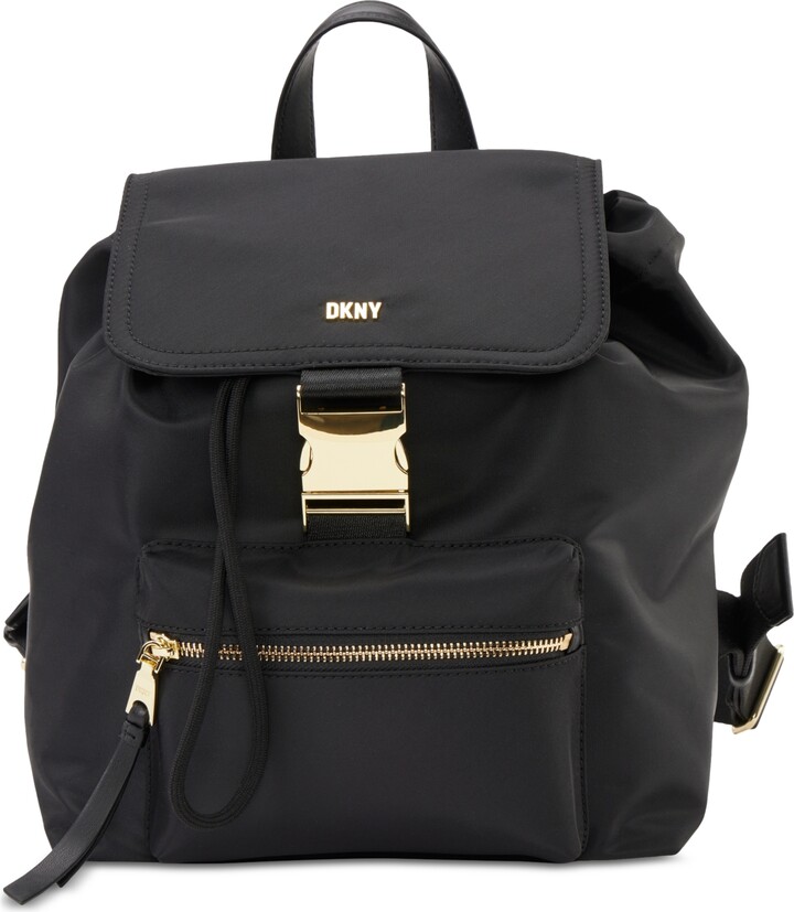 Dkny Bryant Top Zip Backpack Bags Black/Gold : One Size