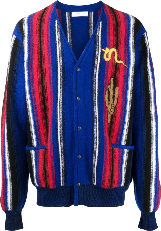 Toga Virilis intarsia-knit V-neck cardigan