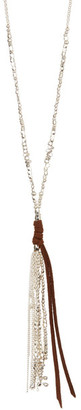 Nakamol Design Suede Detail Bead & Chain Tassel Necklace