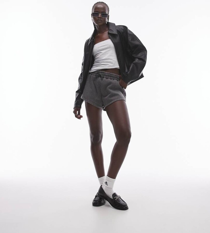 Topshop faux leather cropped zip through jacket in black ShopStyle