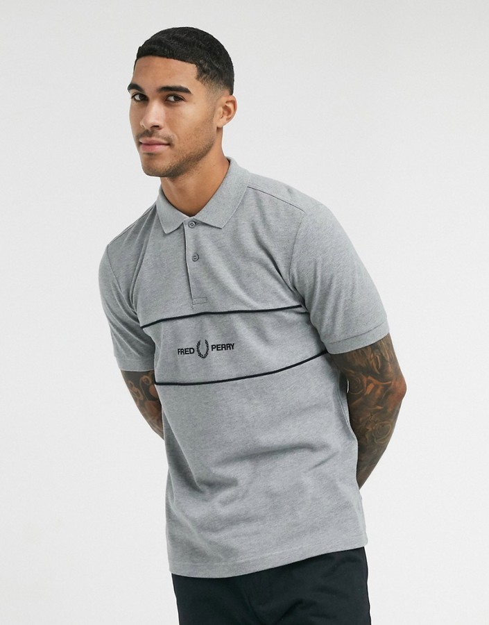 Fred Perry button down polo in dark gray - ShopStyle Short Sleeve Shirts