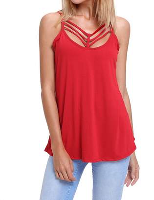 SUBWELL Women's Sexy Summer Spaghetti Strap Sleeveless Cami Tank Top Casual T-Shirt