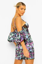 Thumbnail for your product : boohoo Floral Contrast Cold Shoulder Mini Dress