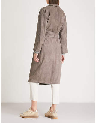 Brunello Cucinelli Double-breasted suede trench coat