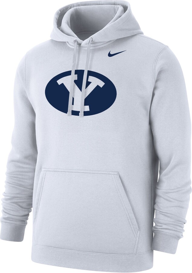Nike Men's BYU Cougars White Logo Fleece Pullover Hoodie, Small