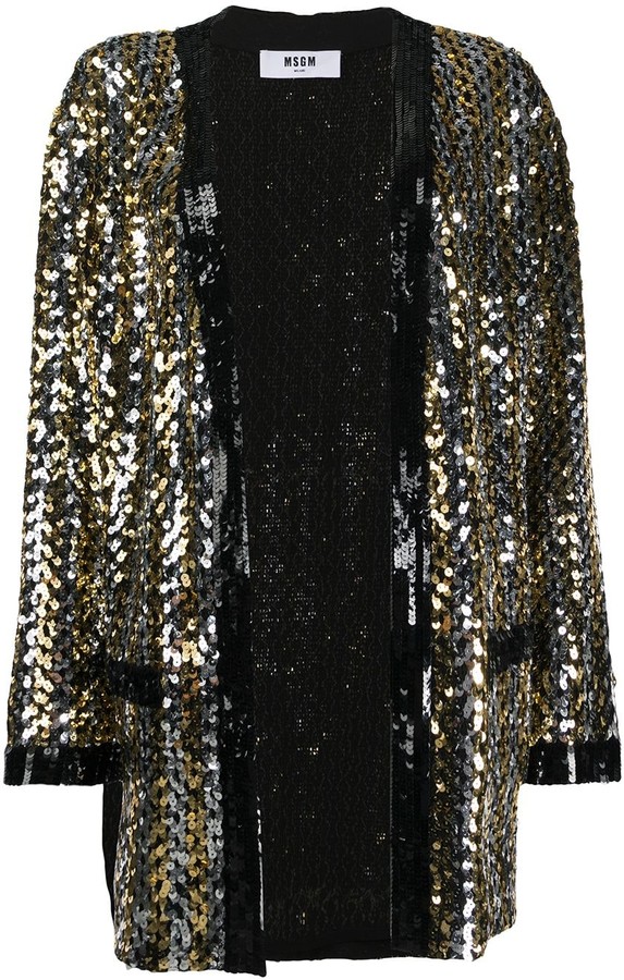 MSGM Longline Sequin Kimono Jacket ShopStyle